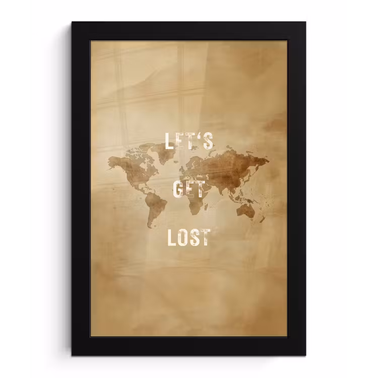 Kaart - Vintage - Quote fotolijst zwart zonder passe partout klein -3d