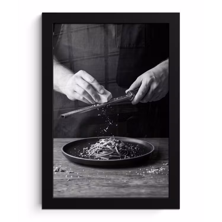 Kaas - Pasta - Rasp fotolijst zwart zonder passe partout klein -3d