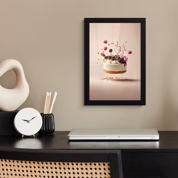 Cheesecake - Eten - Roze - Taart fotolijst zwart zonder passe partout klein -sfeer1