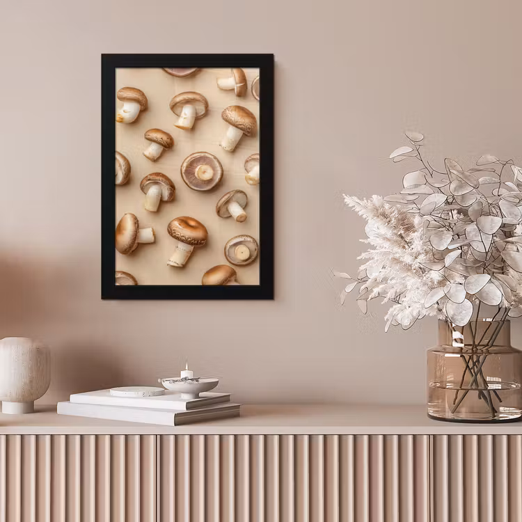 Kastanje Champignons - Beige fotolijst zwart zonder passe partout klein -sfeer5