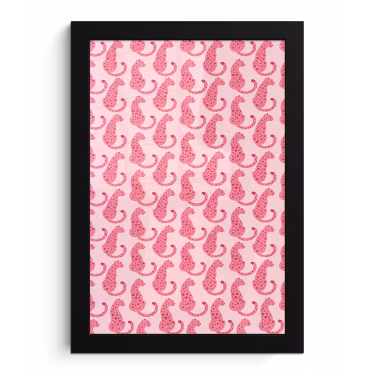 Kat - Gevlekt - Dieren - Patroon - Roze fotolijst zwart zonder passe partout klein -3d