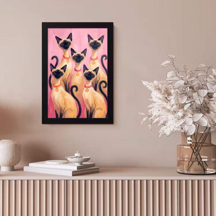 Kat - Groep - Dieren - Modern - Roze fotolijst zwart zonder passe partout klein -sfeer5