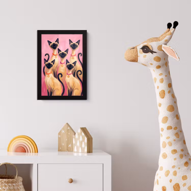 Kat - Groep - Dieren - Modern - Roze fotolijst zwart zonder passe partout klein -usfeer4_kinderkamer