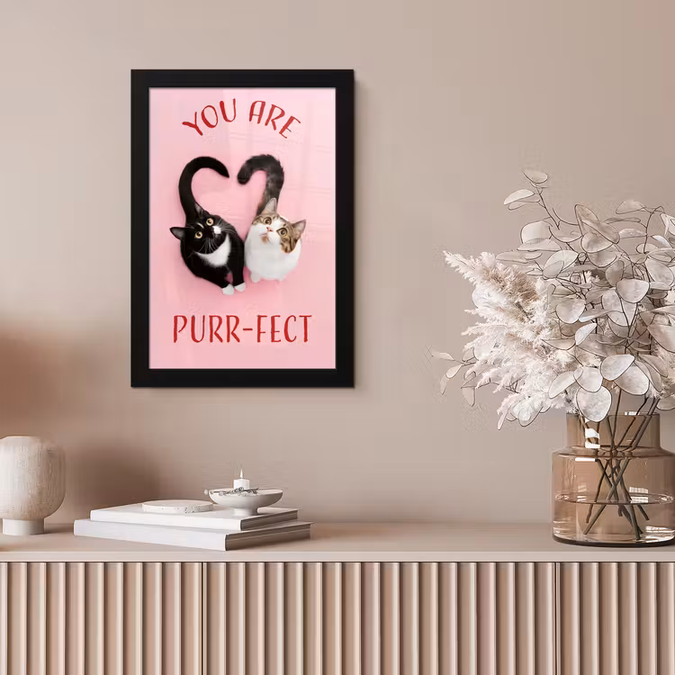 Kat - Hart - Tekst - Valentijn fotolijst zwart zonder passe partout klein -sfeer5