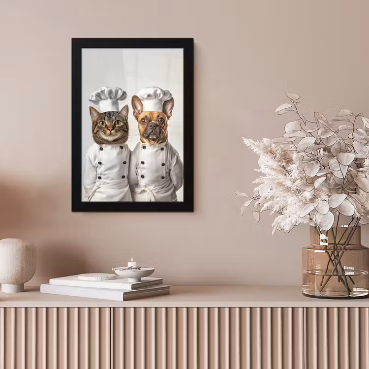 Kat - Hond - Kokskleding fotolijst zwart zonder passe partout klein -sfeer5