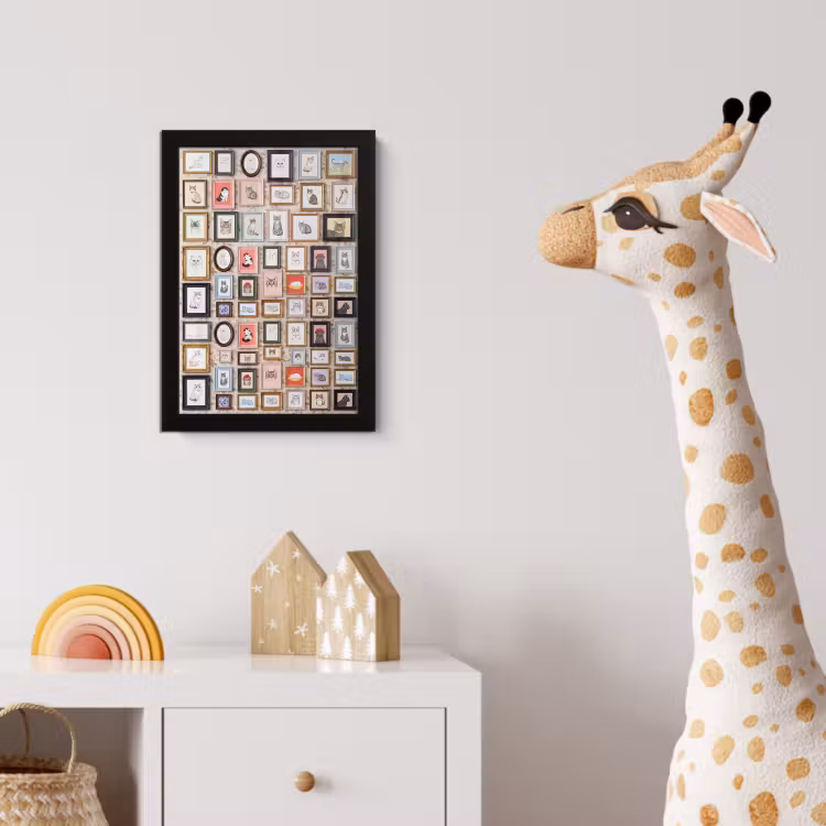 Kat - Portret - Dieren - Illustratie - Lijst fotolijst zwart zonder passe partout klein -usfeer4_kinderkamer