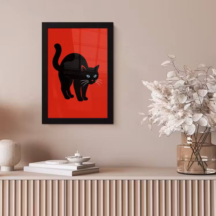 Kat - Zwart - Staart fotolijst zwart zonder passe partout klein -sfeer5