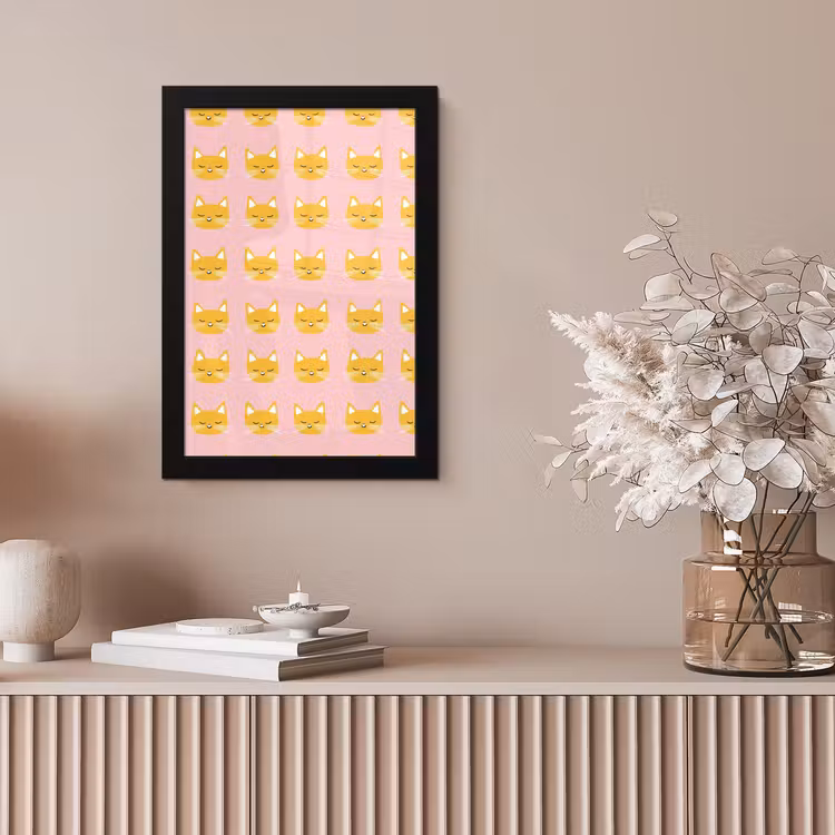 Katten - Patroon - Roze fotolijst zwart zonder passe partout klein 224 -sfeer5