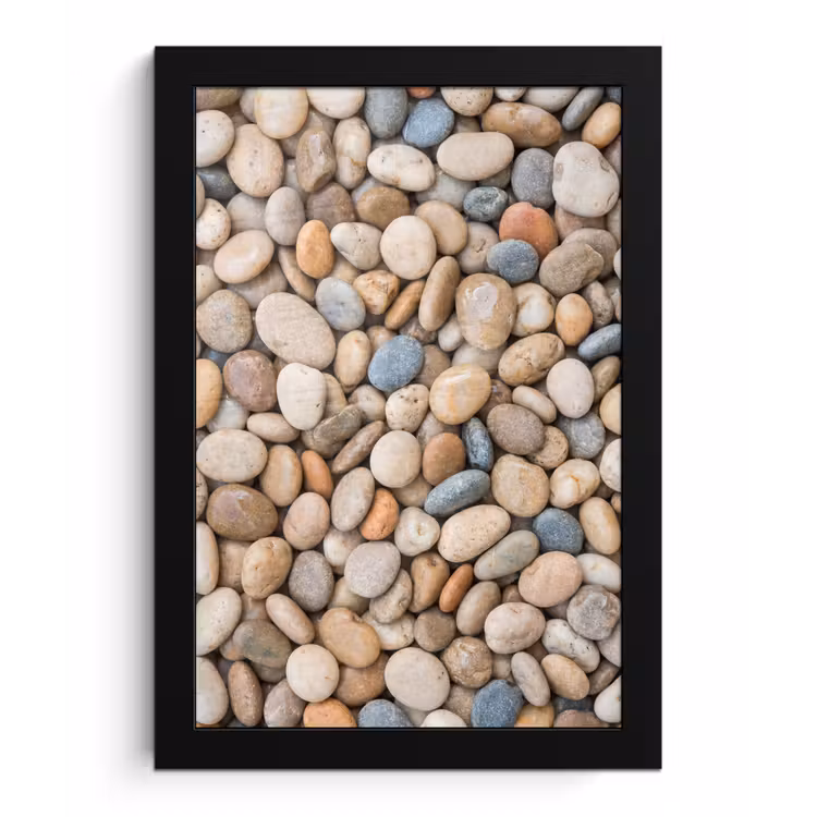 Kiezelstenen - Natuur - Textuur - Beige - Grijs fotolijst zwart zonder passe partout klein -3d