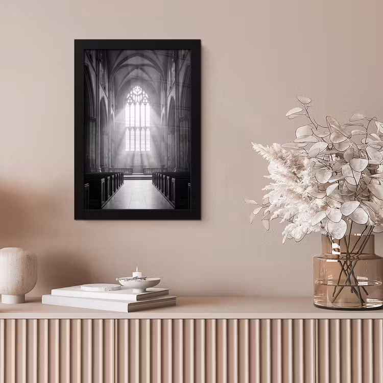 Kerk - Interieur - Lichtstralen - Architectuur - Klassiek fotolijst zwart zonder passe partout klein -sfeer5