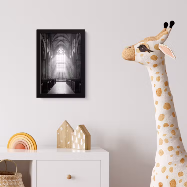 Kerk - Interieur - Lichtstralen - Architectuur - Klassiek fotolijst zwart zonder passe partout klein -usfeer4_kinderkamer