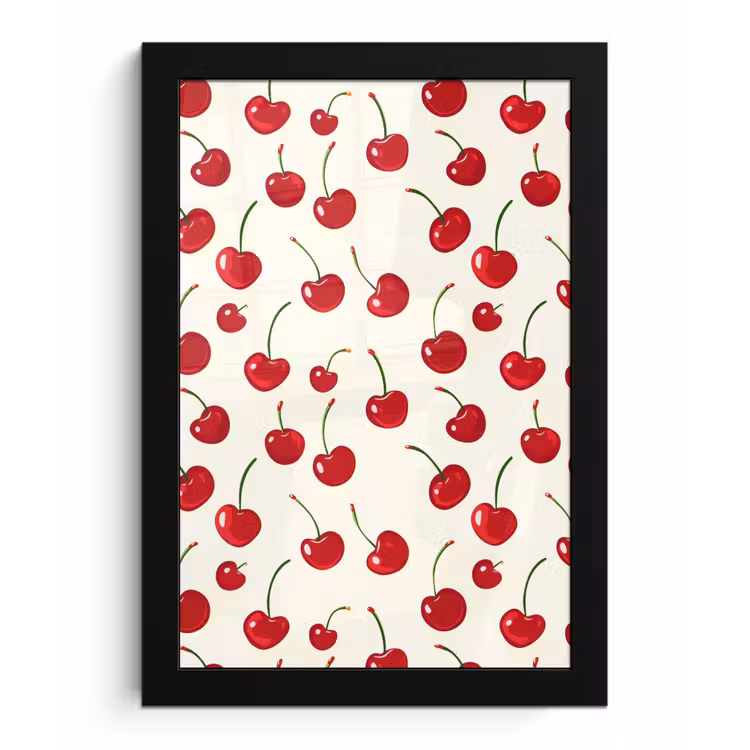 Kersen - Minimalistisch - Rood fotolijst zwart zonder passe partout klein 224 -3d