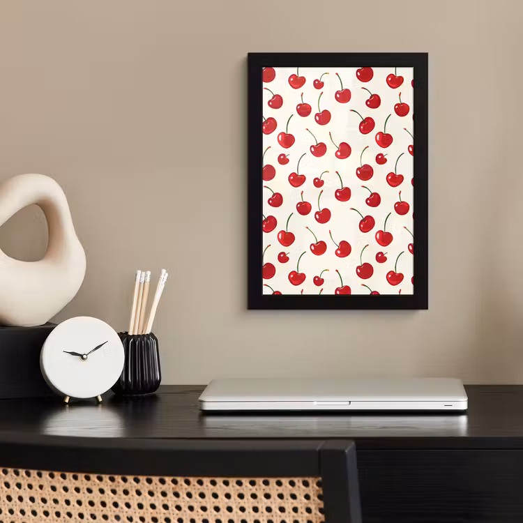 Kersen - Minimalistisch - Rood fotolijst zwart zonder passe partout klein 224 -sfeer1