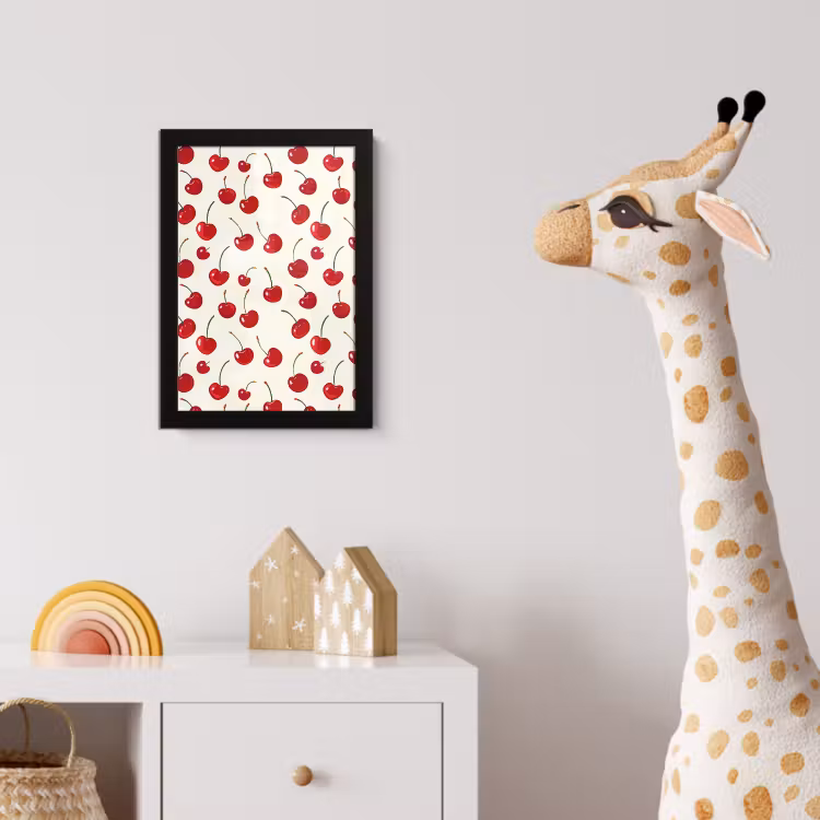 Kersen - Minimalistisch - Rood fotolijst zwart zonder passe partout klein 224 -usfeer4_kinderkamer