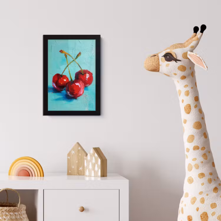 Kersen - Rood - Drie - Geverfd fotolijst zwart zonder passe partout klein -usfeer4_kinderkamer