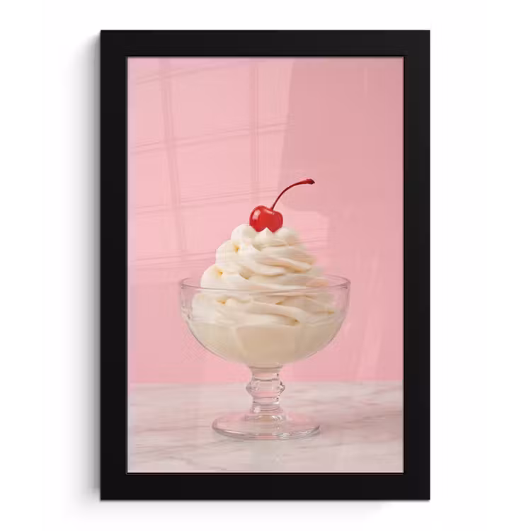 Kers - Slagroom - Roze fotolijst zwart zonder passe partout klein -3d