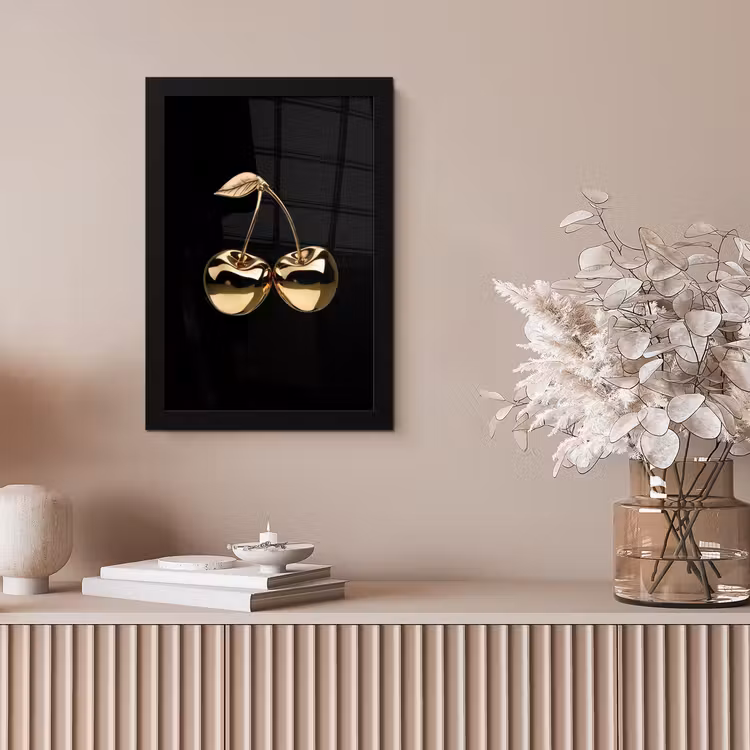 Kersen - Zwart - Goud - Chrome fotolijst zwart zonder passe partout klein -sfeer5