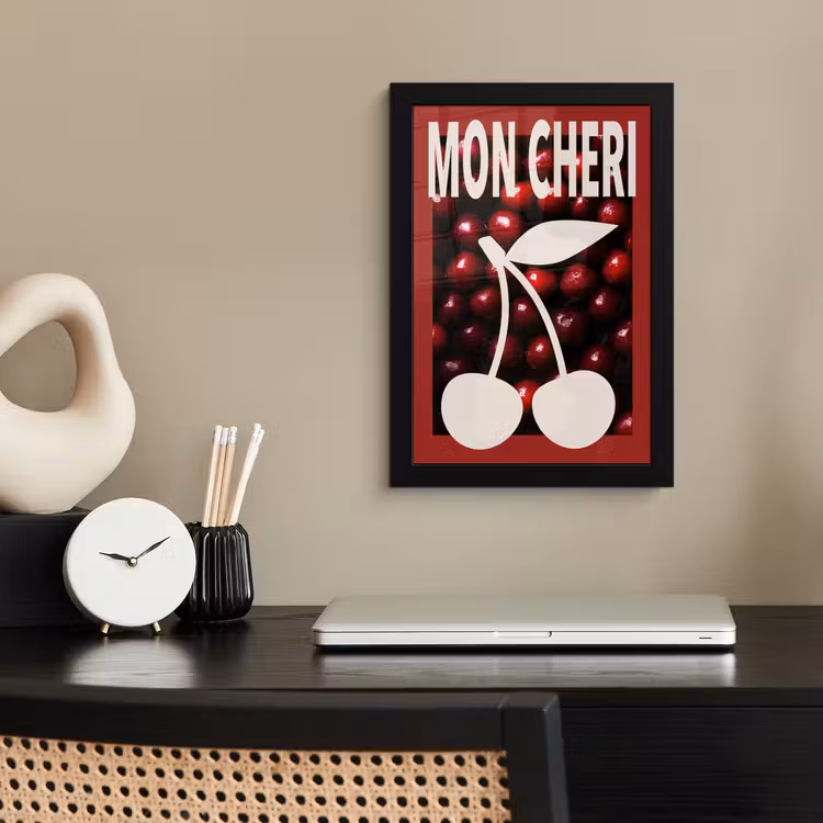 Kersen - Illustratie - Rood fotolijst zwart zonder passe partout klein -sfeer1