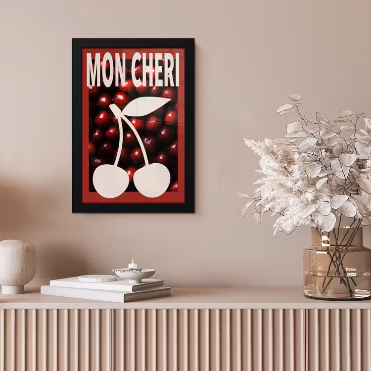 Kersen - Illustratie - Rood fotolijst zwart zonder passe partout klein -sfeer5