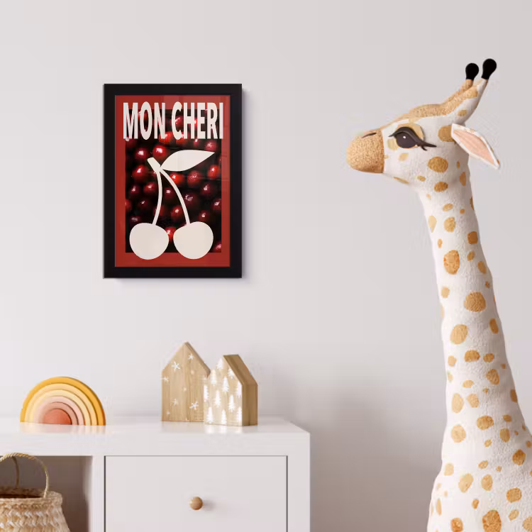 Kersen - Illustratie - Rood fotolijst zwart zonder passe partout klein -usfeer4_kinderkamer
