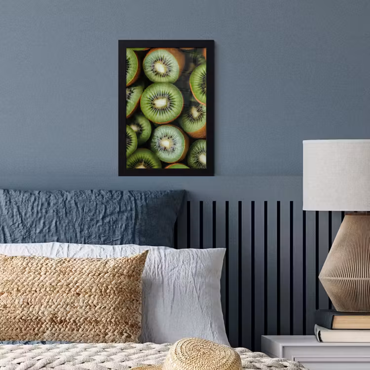 Kiwi - Fruit - Groen fotolijst zwart zonder passe partout klein -sfeer3