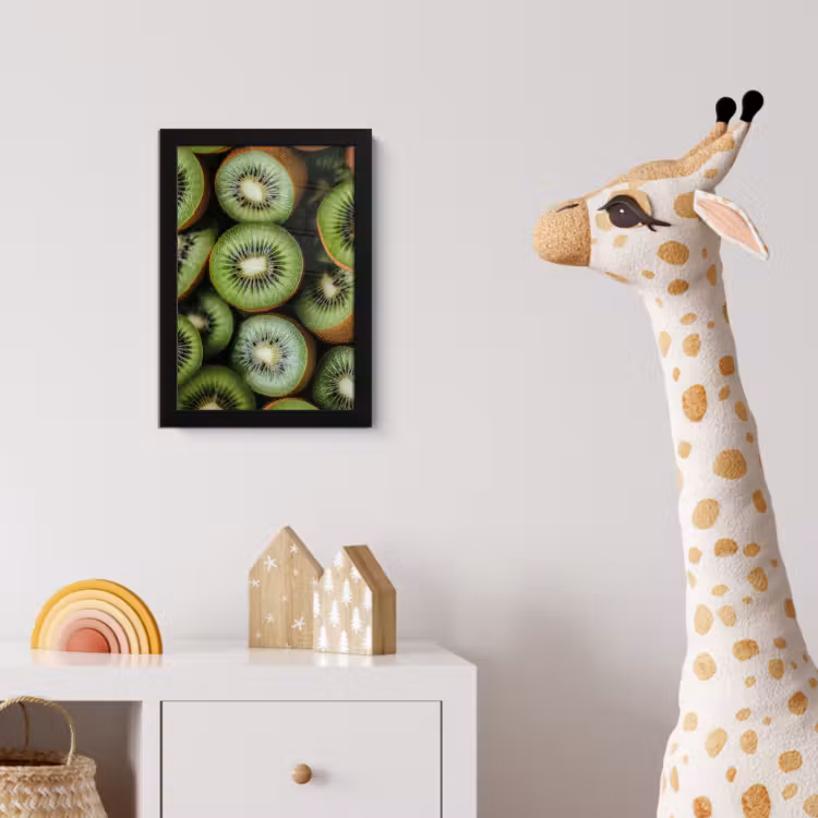 Kiwi - Fruit - Groen fotolijst zwart zonder passe partout klein -usfeer4_kinderkamer