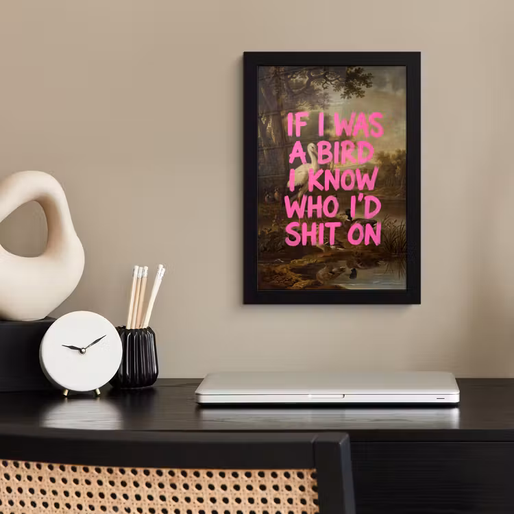 Klassiek - Humor - Roze fotolijst zwart zonder passe partout klein -sfeer1