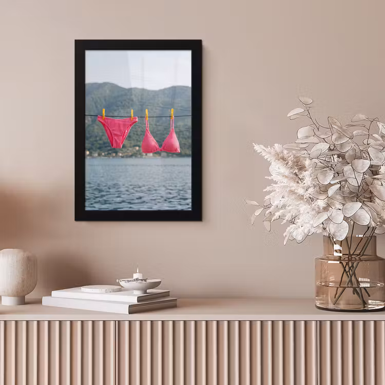 Kleding - Badkleding - Waslijn - Zomer - Roze fotolijst zwart zonder passe partout klein -sfeer5