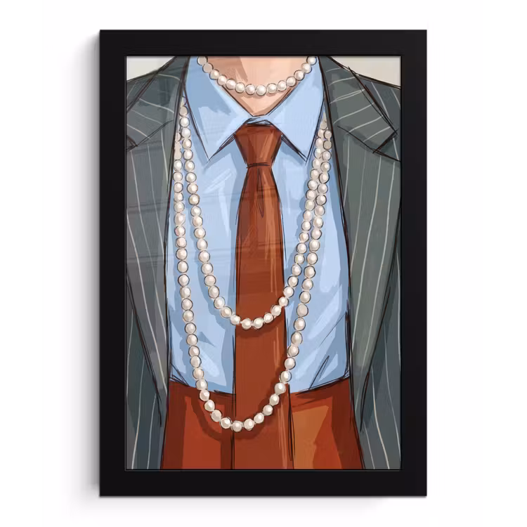Kleding - Strik - Parels - Klassiek - Mode fotolijst zwart zonder passe partout klein -3d