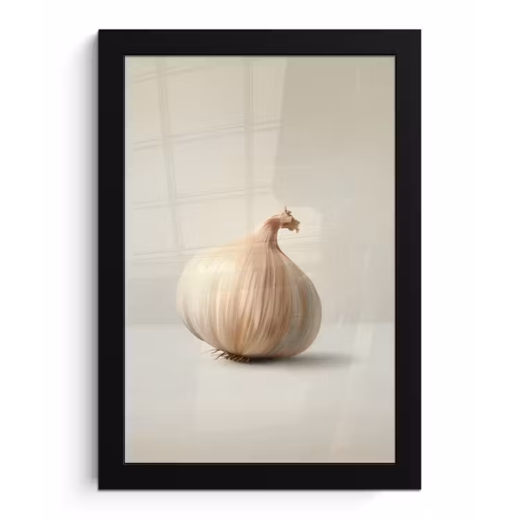 Knoflook - Natuurlijk - Beige fotolijst zwart zonder passe partout klein -3d