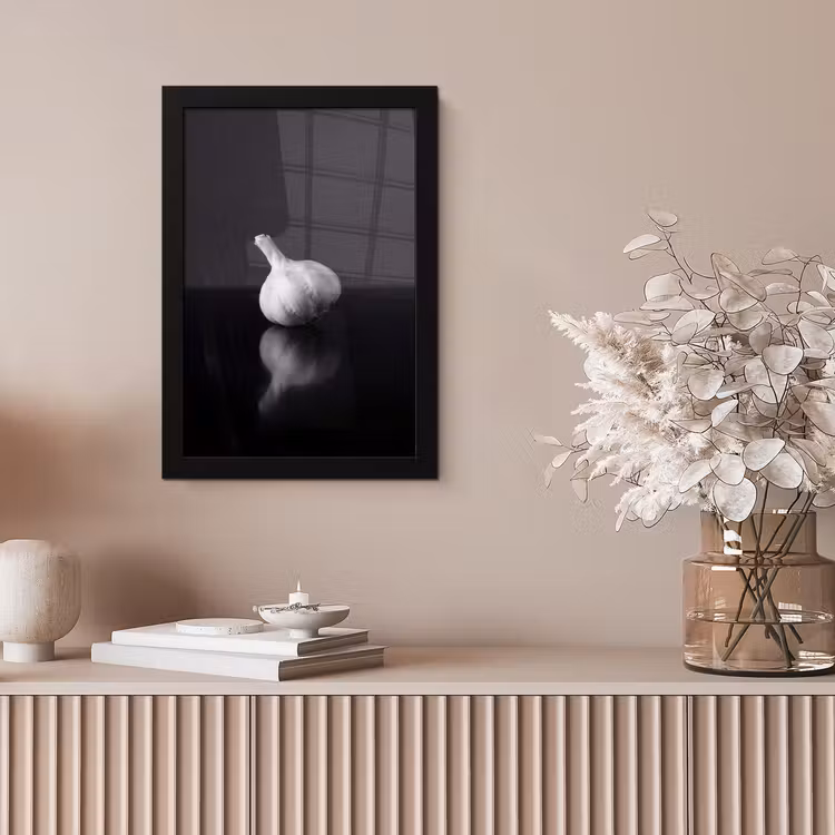 Knoflook - Zwart - Wit fotolijst zwart zonder passe partout klein -sfeer5