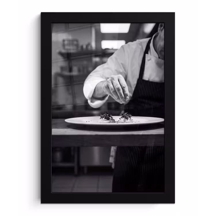 Chef - Garnering - Gerecht fotolijst zwart zonder passe partout klein -3d