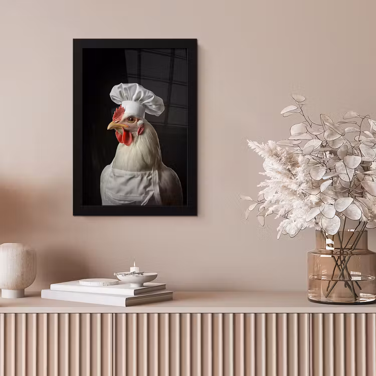 Kok - Rood - Kip fotolijst zwart zonder passe partout klein -sfeer5