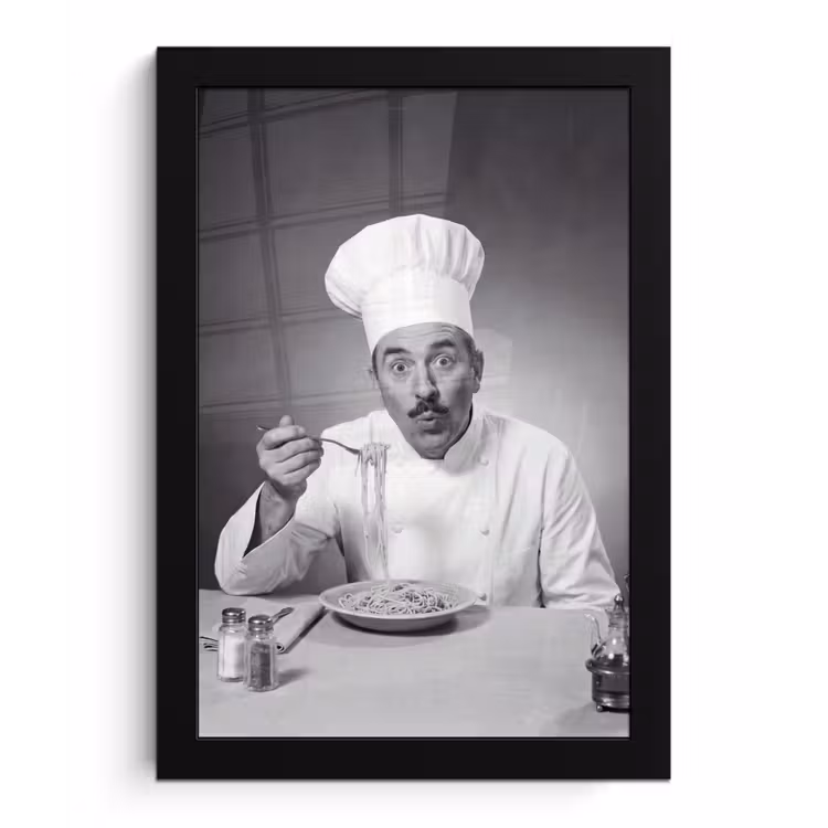 Chef - Spaghetti - Pasta fotolijst zwart zonder passe partout klein -3d