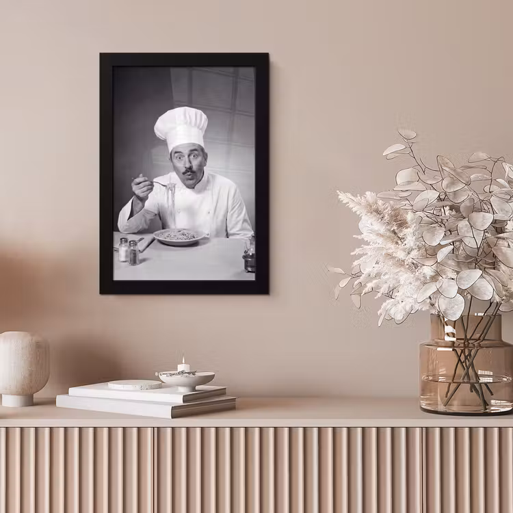 Chef - Spaghetti - Pasta fotolijst zwart zonder passe partout klein -sfeer5