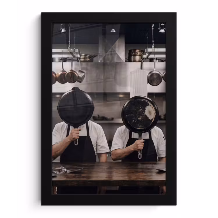 Koks - Koekenpannen - Keuken fotolijst zwart zonder passe partout klein -3d