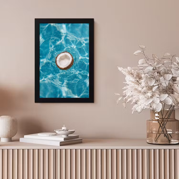 Kokosnoot - Water - Wit fotolijst zwart zonder passe partout klein -sfeer5