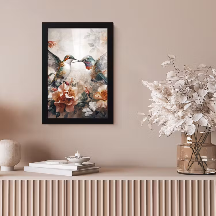Kolibrie - Vogels - Bloemen - Natuur fotolijst zwart zonder passe partout klein -sfeer5