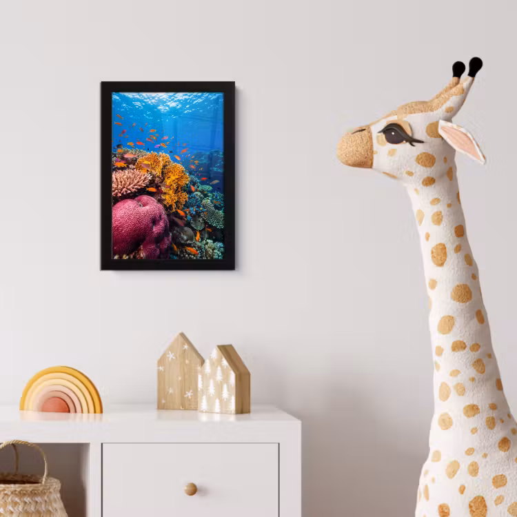Koraal - Vissen - Oceaan - Natuur - Kleurrijk fotolijst zwart zonder passe partout klein -usfeer4_kinderkamer