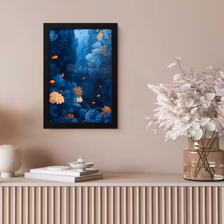 Koraalrif - Vissen - Oceaan - Blauw fotolijst zwart zonder passe partout klein -sfeer5