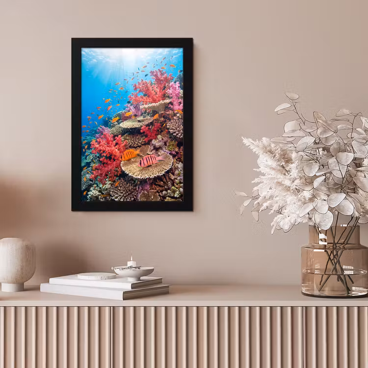 Koraalrif - Vissen - Onderwater - Tropisch - Rood fotolijst zwart zonder passe partout klein -sfeer5