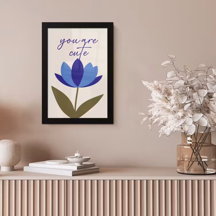 Korenbloem - Valentijn - Bloem - Blauw fotolijst zwart zonder passe partout klein -sfeer5