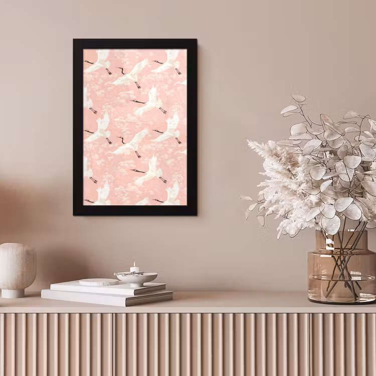 Kraanvogels - Bloesem - Roze fotolijst zwart zonder passe partout klein 224 -sfeer5