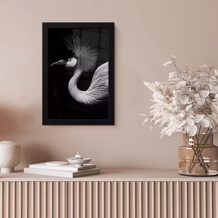 Kraanvogel - Zwart - Wit - Vogel - Dieren fotolijst zwart zonder passe partout klein -sfeer5