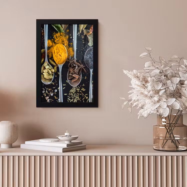 Kruiden - Lepel - Specerijen - Zwart - Keuken fotolijst zwart zonder passe partout klein -sfeer5