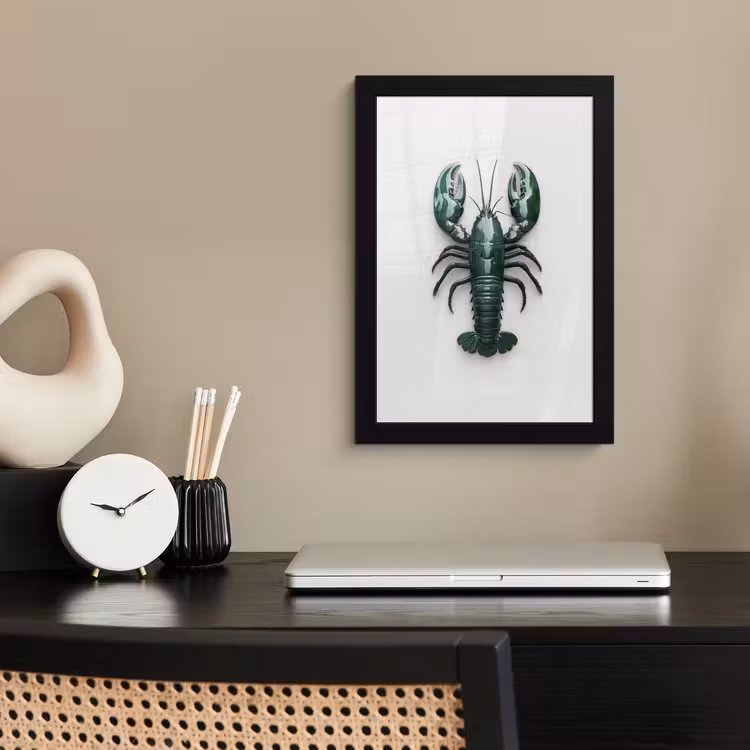 Kreeft - Glossier - Groen - Wit fotolijst zwart zonder passe partout klein -sfeer1