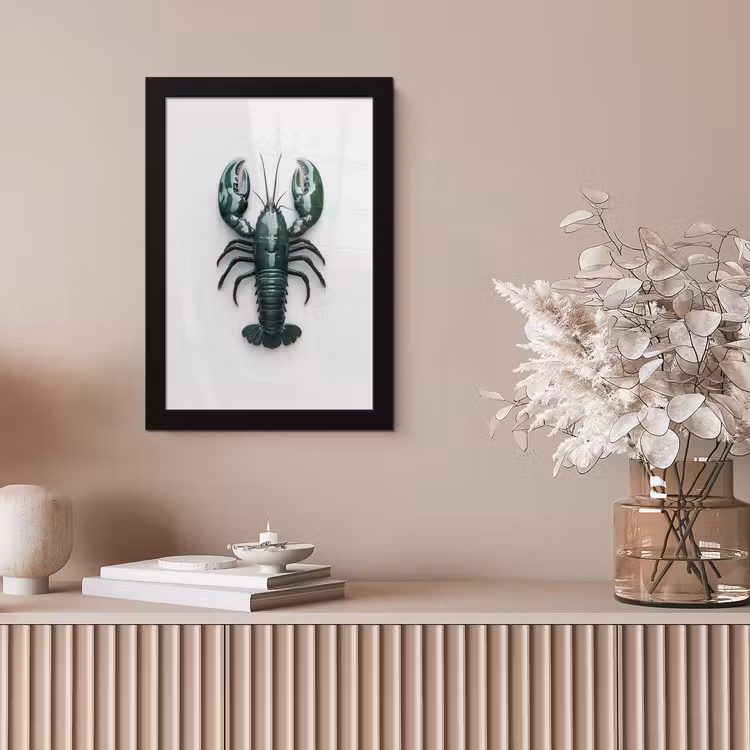 Kreeft - Glossier - Groen - Wit fotolijst zwart zonder passe partout klein -sfeer5