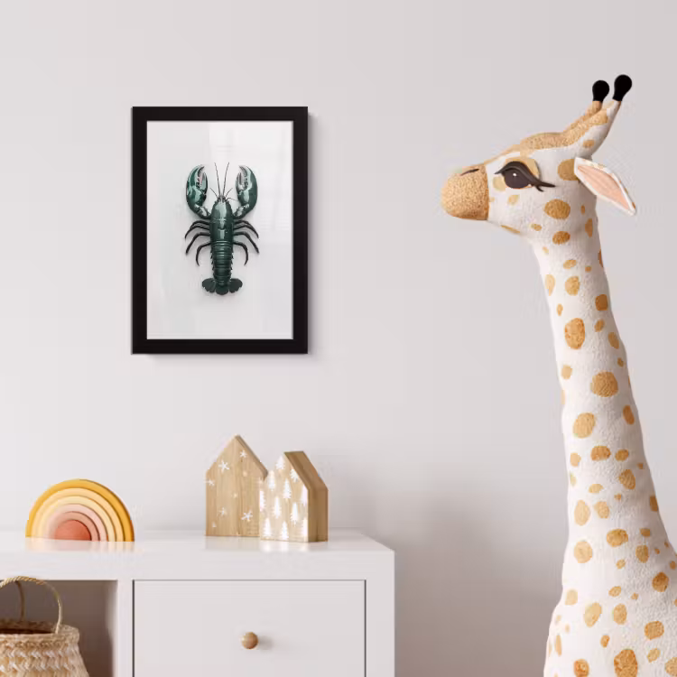 Kreeft - Glossier - Groen - Wit fotolijst zwart zonder passe partout klein -usfeer4_kinderkamer