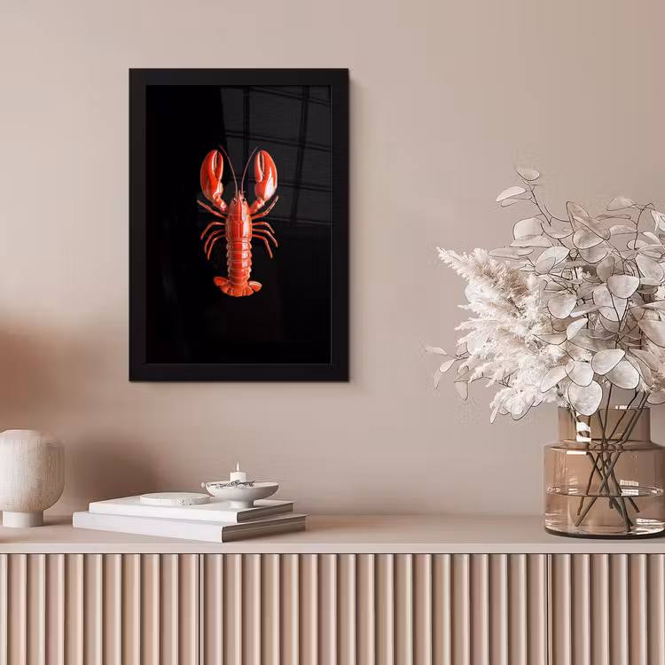 Kreeft - Glossier Rood - Zwart fotolijst zwart zonder passe partout klein -sfeer5