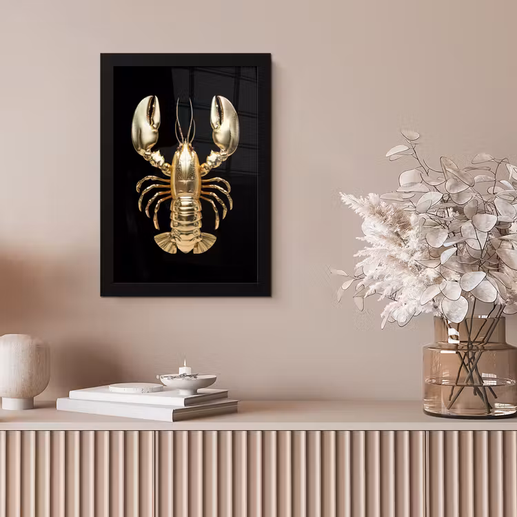 Kreeft - Goud - Textuur - Zwart fotolijst zwart zonder passe partout klein -sfeer5